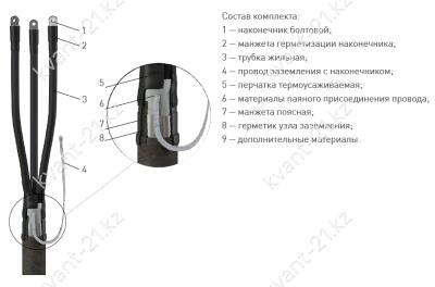 Концевые термоусаживаемые кабельные муфты 3;4 КВ(Н)Тп-1 1